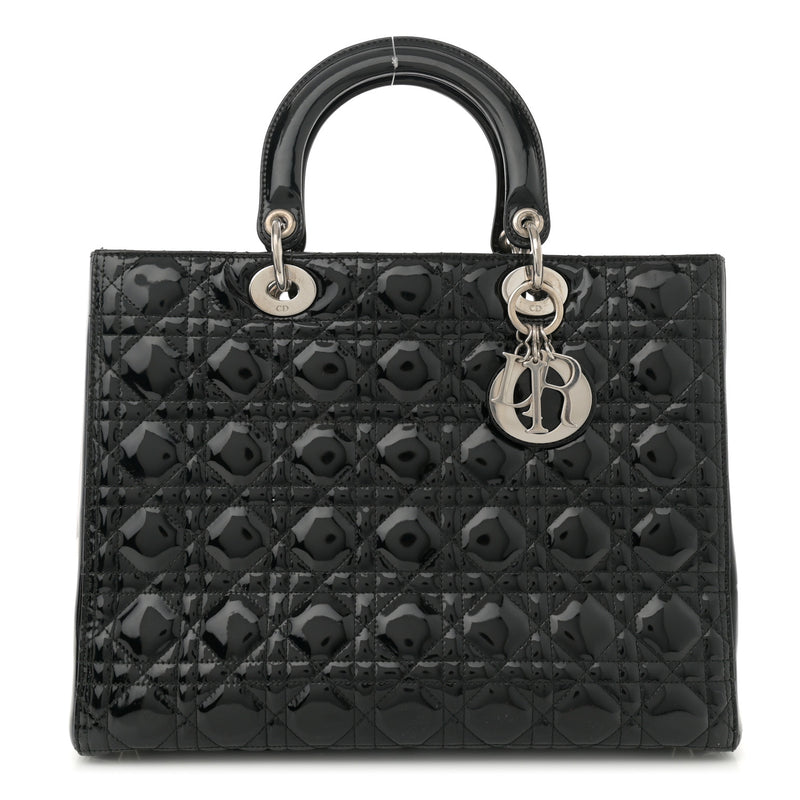  Christian Dior Patent Cannage Large Lady Dior Black