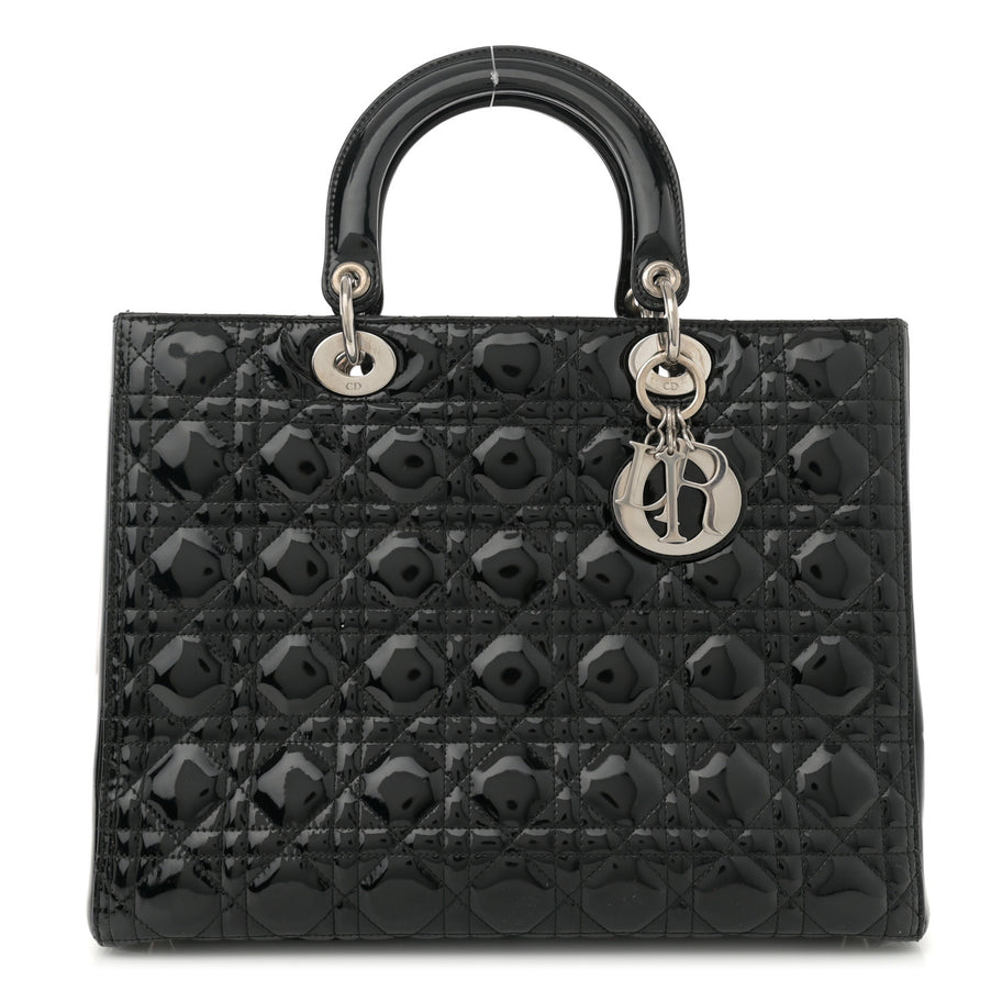 Christian Dior Patent Cannage Large Lady Dior Black Image 1