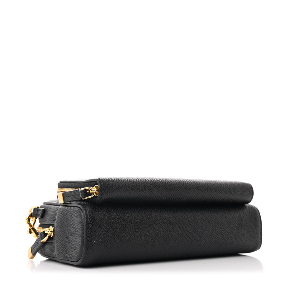 Christian Dior Grained Calfskin Caro Double Pouch Black Image 4