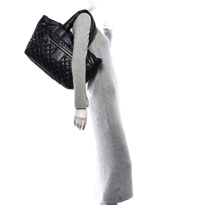  Chanel Nylon Quilted Large Coco Cocoon Tote Black