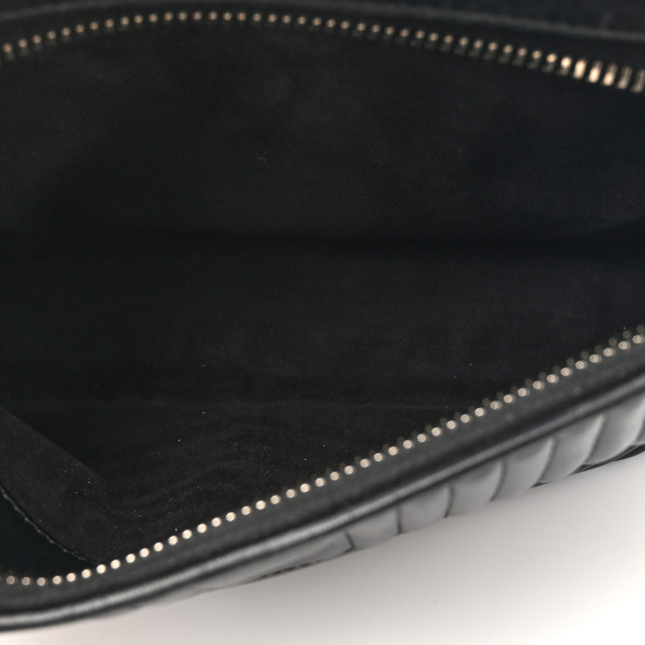 Fendi Shiny Nappa Trapuntata Chain Small DotCom Click Chain Satchel Black Image 6