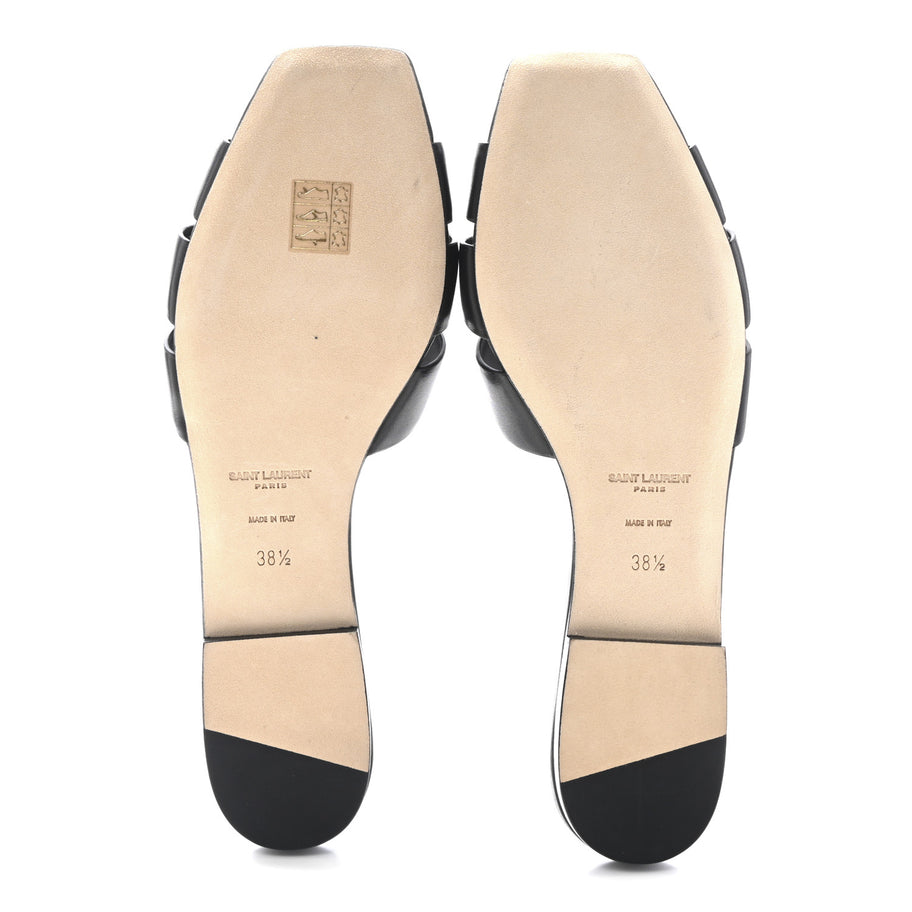 Saint Laurent Calfskin Tribute 05 Slide Sandals 38.5 Black Image 6