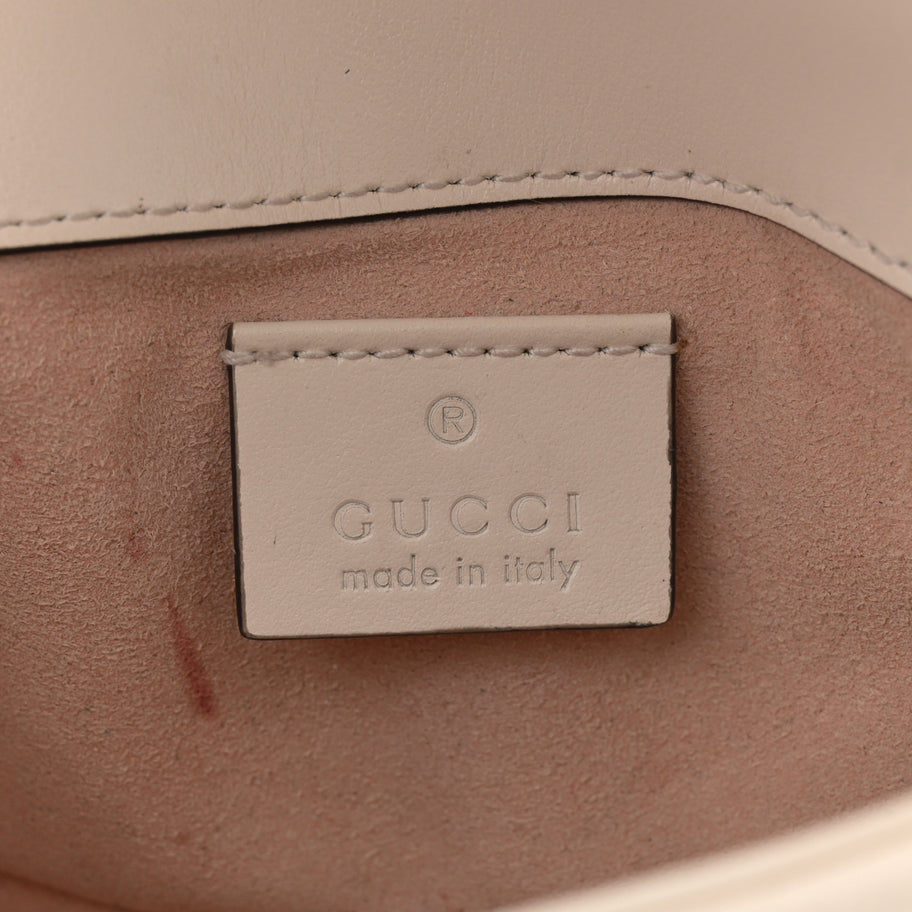 Gucci Calfskin Matelasse Super Mini GG Marmont Shoulder Bag White Image 6