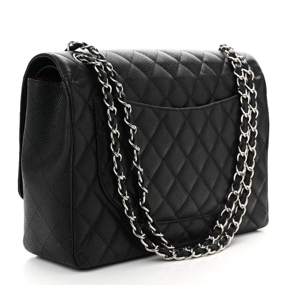Chanel Caviar Quilted Maxi Double Flap Black Image 3