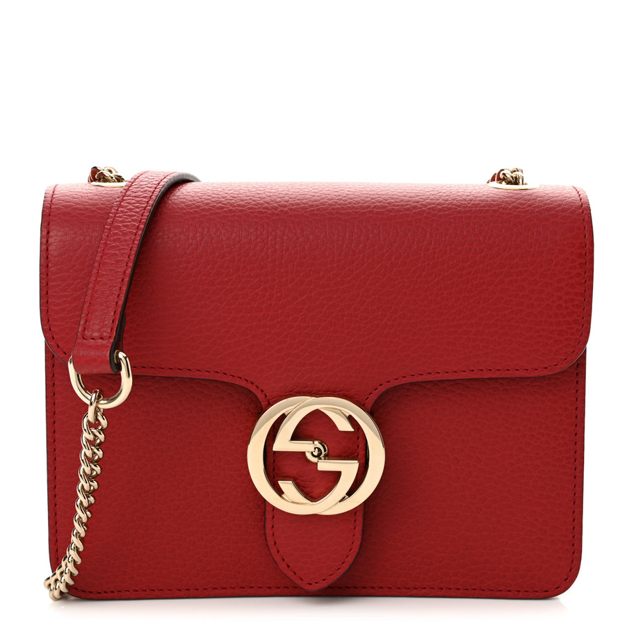 Gucci Dollar Calfskin Small Interlocking G Shoulder Bag Red Image 1