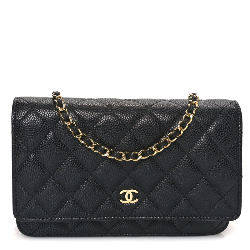  Chanel Caviar Quilted Wallet On Chain WOC Black