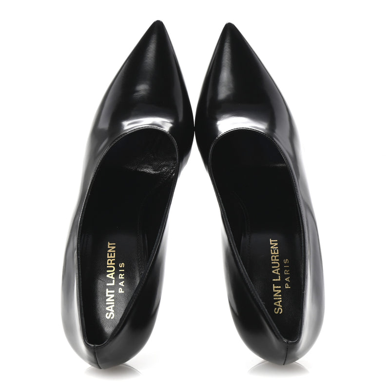  Saint Laurent Patent Calfskin Teddy High Vamp 105 Pumps 39 Black