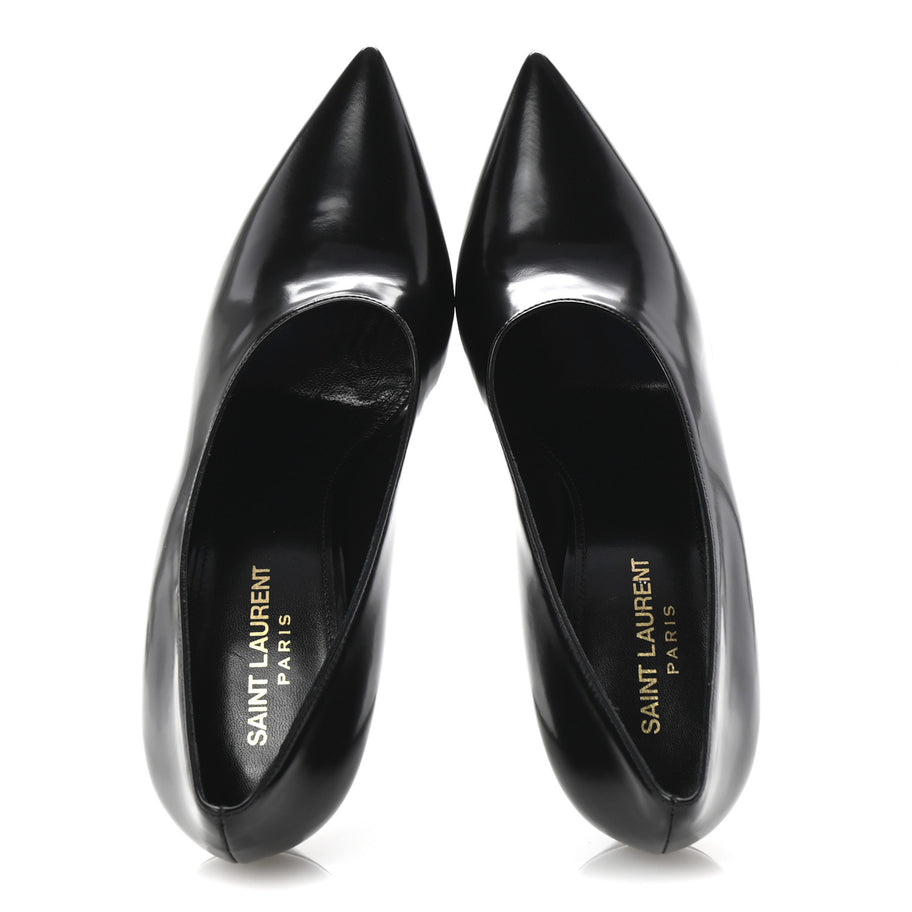 Saint Laurent Patent Calfskin Teddy High Vamp 105 Pumps 39 Black Image 2