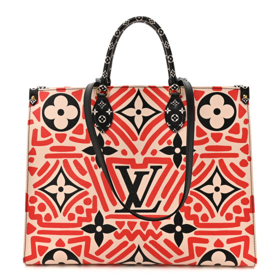  Louis Vuitton Monogram Giant Crafty Onthego GM Creme Rouge Black