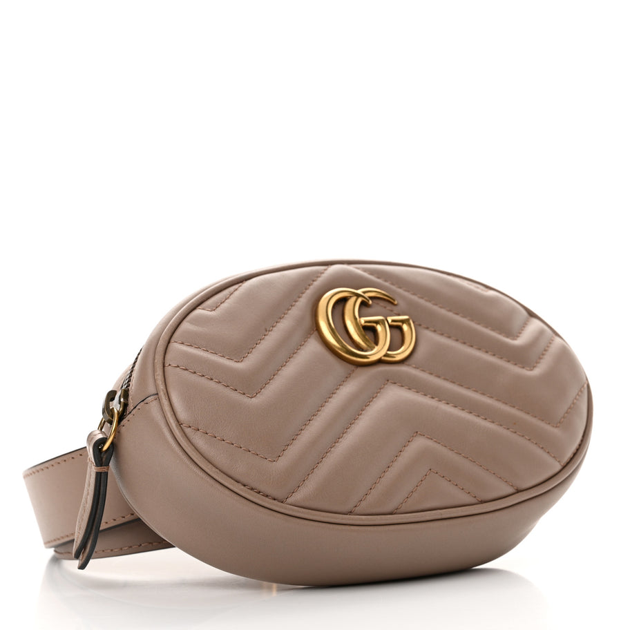 Gucci Calfskin Matelasse GG Marmont Belt Bag 85 34 Porcelain Rose Image 4