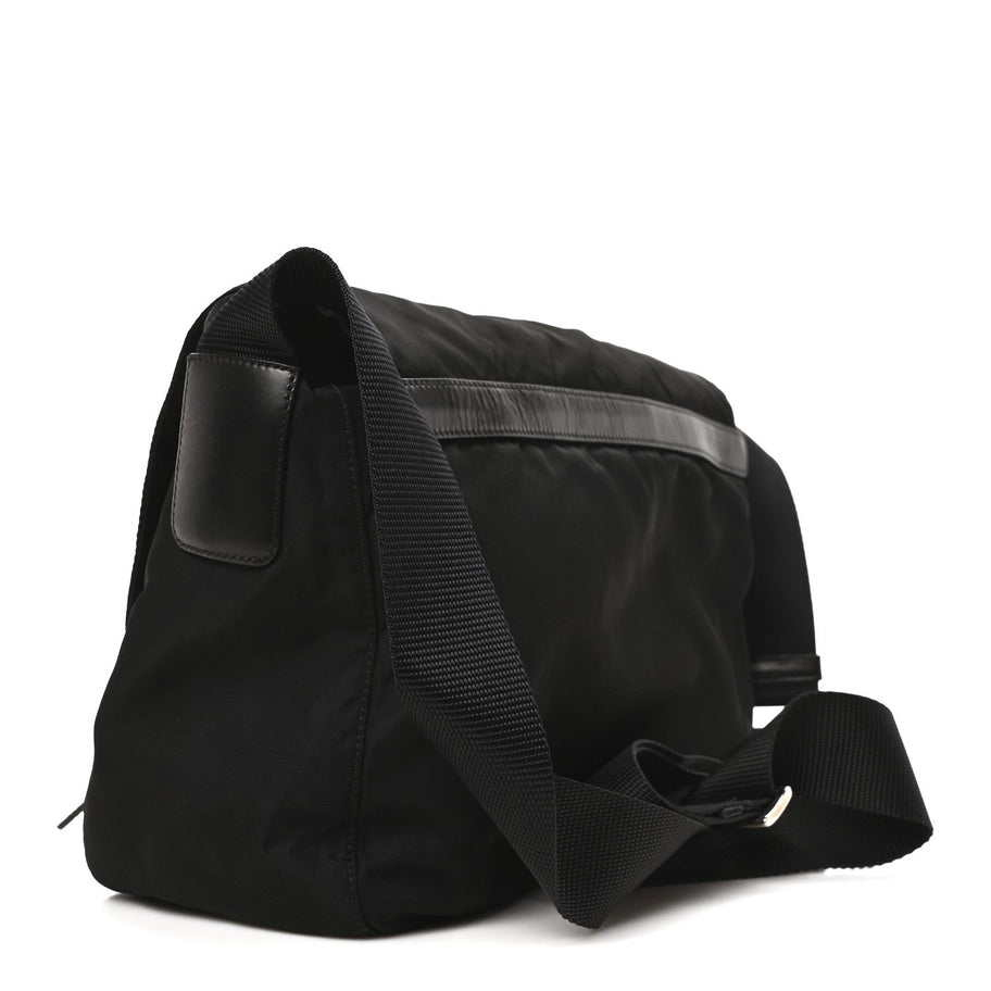 Prada Tessuto Nylon Saffiano Vela Messenger Bag Black Image 3