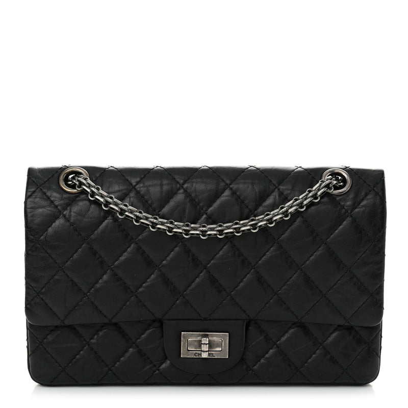  Chanel Aged Calfskin Quilted 2.55 Reissue 225 Flap Black