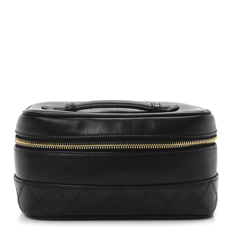  Chanel Lambskin Vanity Cosmetic Case Black