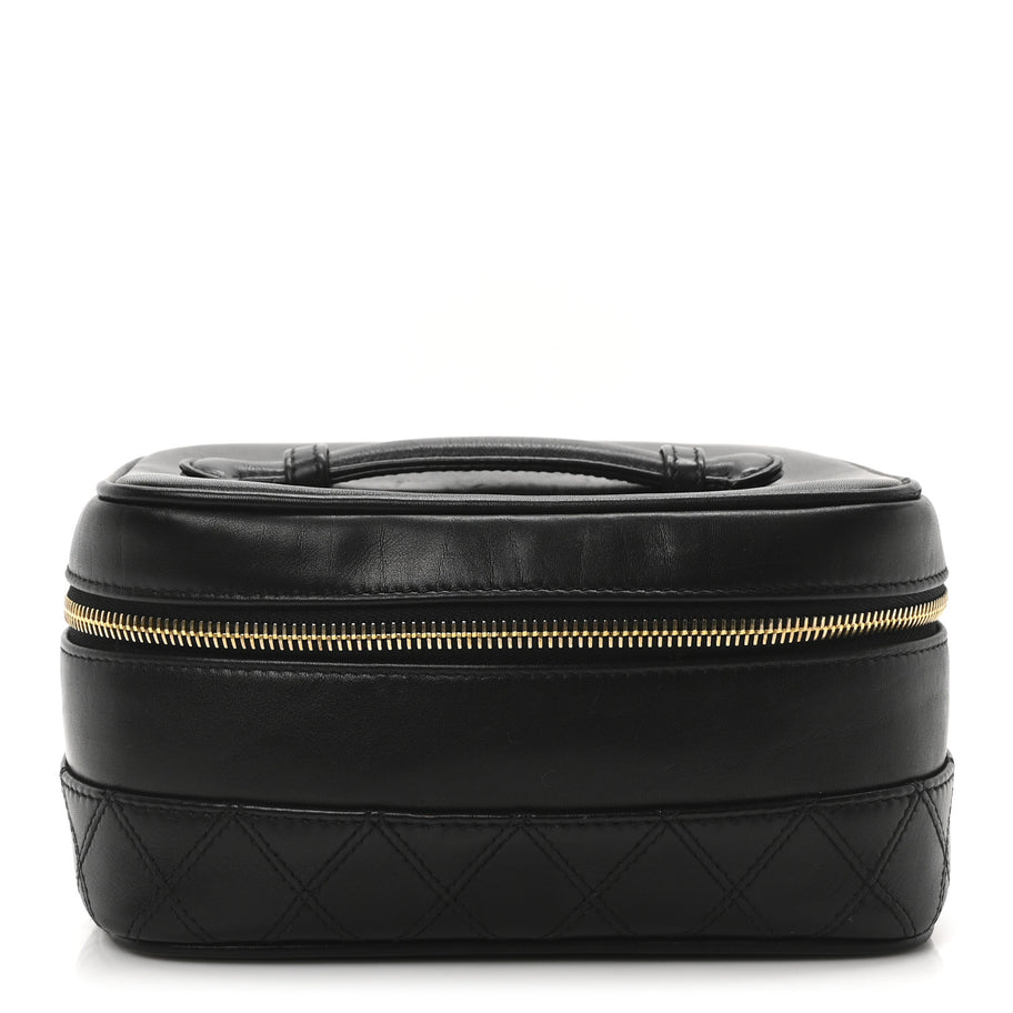 Chanel Lambskin Vanity Cosmetic Case Black Image 1