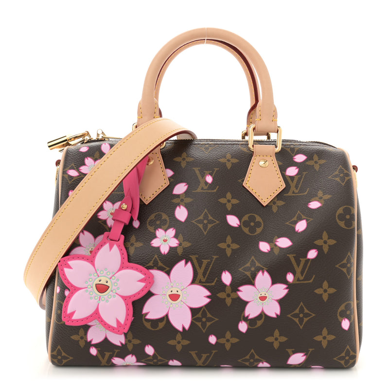  Louis Vuitton LV X TM Monogram Cherry Blossom Speedy Bandouliere 25 Sakura Brown