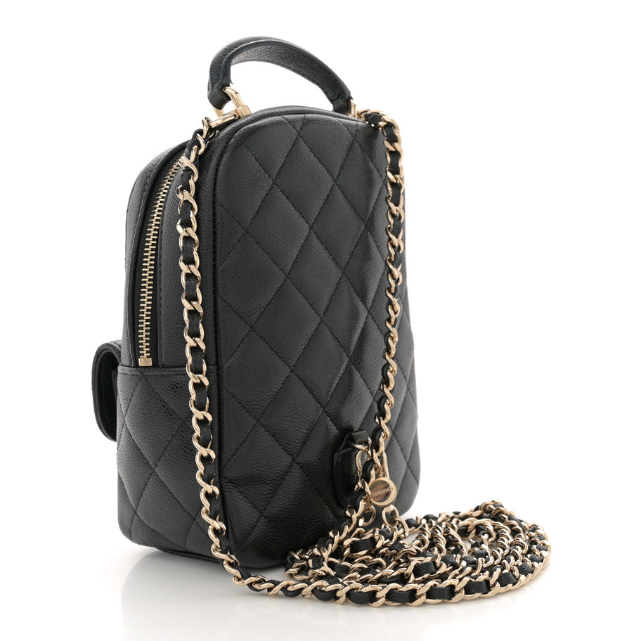 Chanel Caviar Quilted CC Mini Classic Backpack Black Image 3