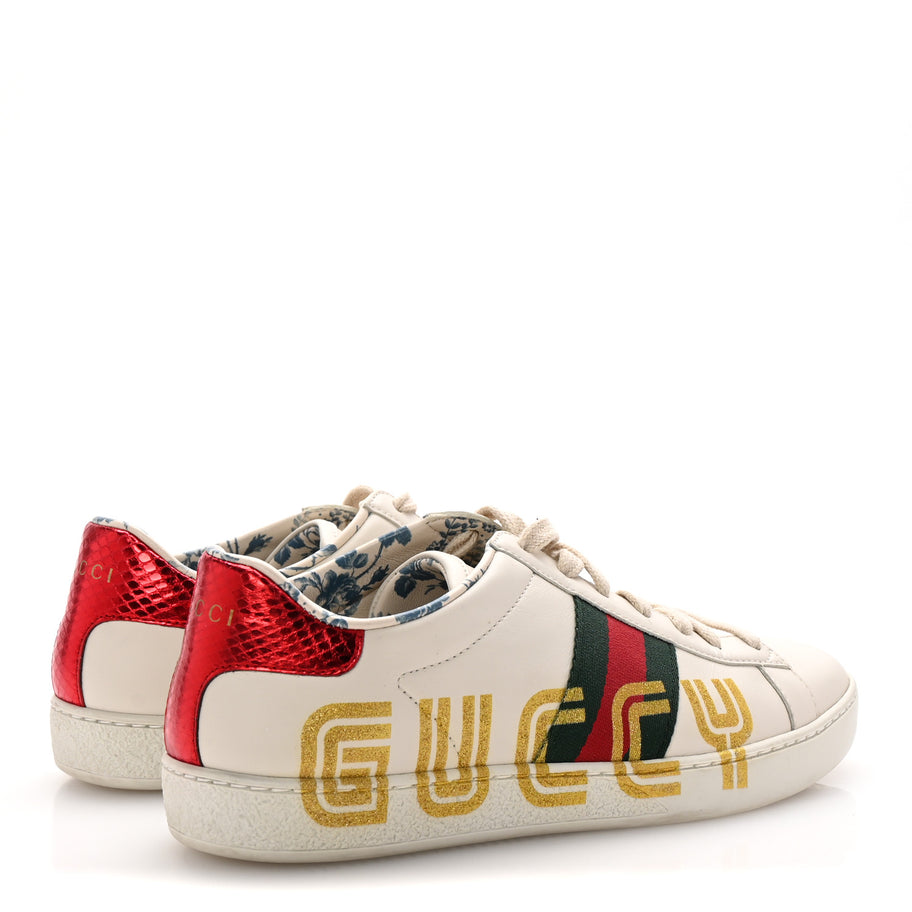 Gucci X SEGA Calfskin Ayers Web Guccy Womens Ace Sneakers 37 White Image 5
