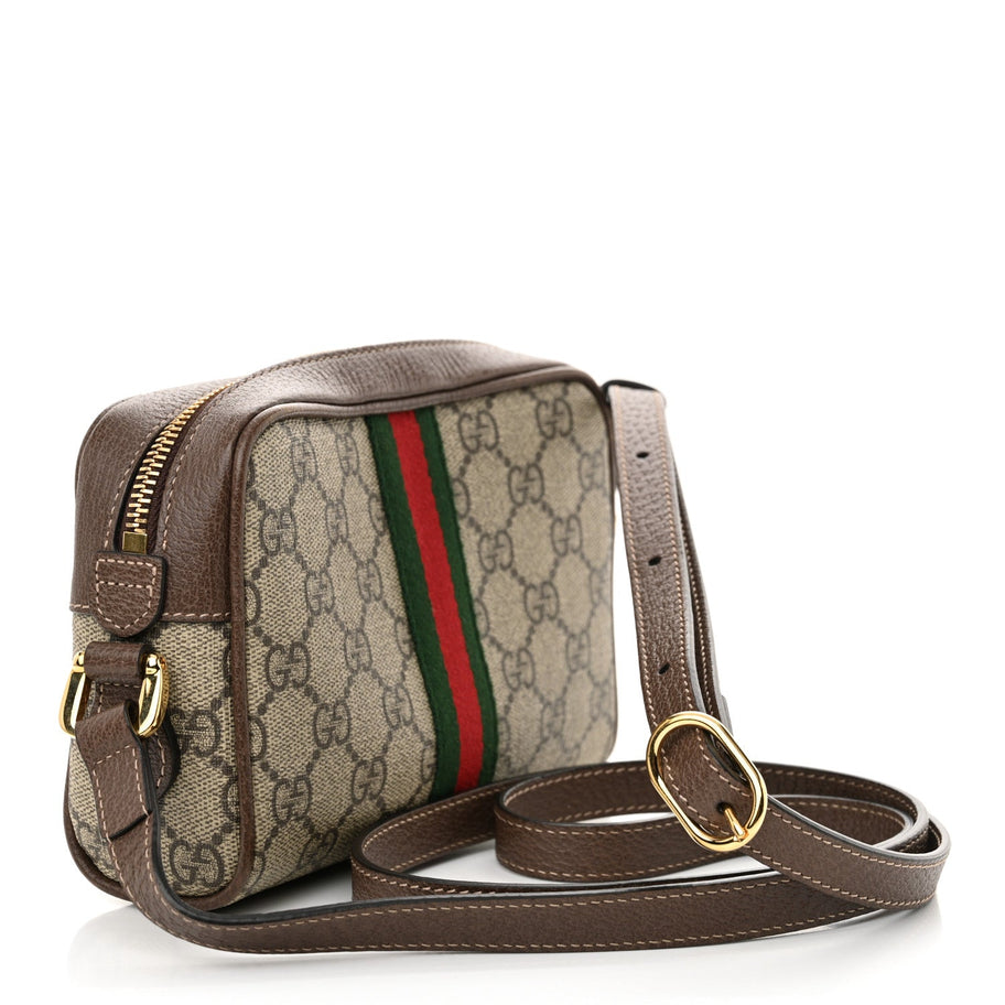 Gucci GG Supreme Monogram Web Mini Ophidia Shoulder Bag Brown Image 3