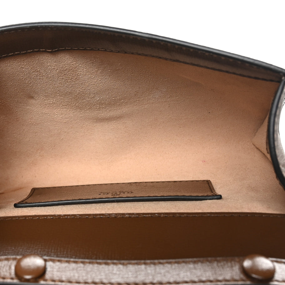 Gucci GG Supreme Monogram Azalea Calfskin Web Mini Horsebit 1955 Chain Shoulder Bag Beige Ebony Brown Sugar Image 5