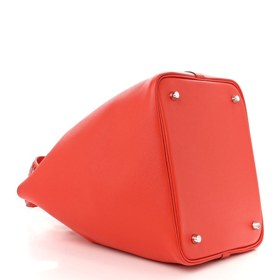 Hermes Epsom Tressage De Cuir Picotin Lock 22 MM Rouge Coeur Bleu du Nord Rouge H Image 4