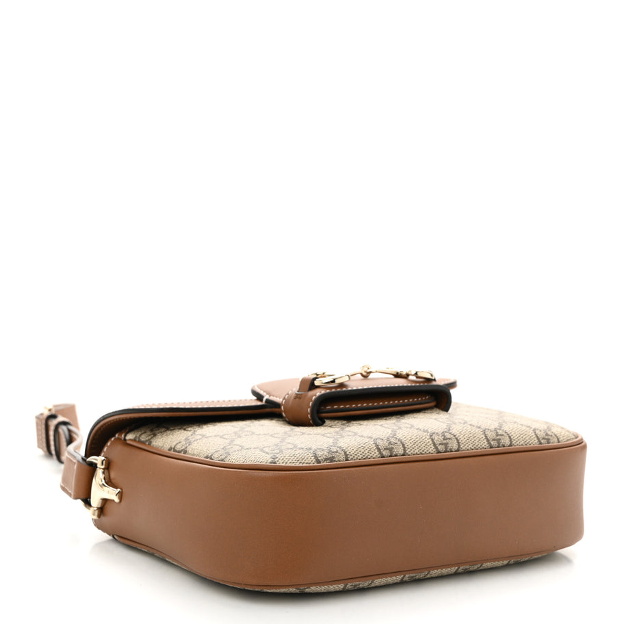 Gucci GG Supreme Monogram Horsebit 1955 Soft Small Shoulder Bag Beige Brown Image 4