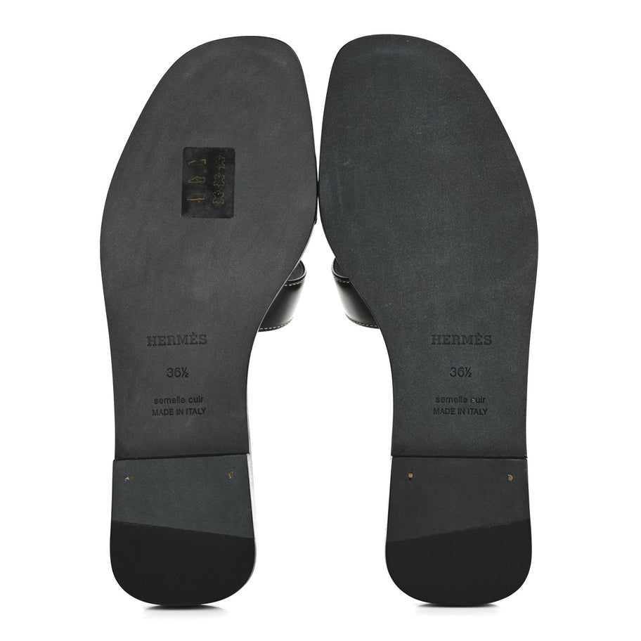Hermes Box Calfskin Oran Sandals 36.5 Black Image 6