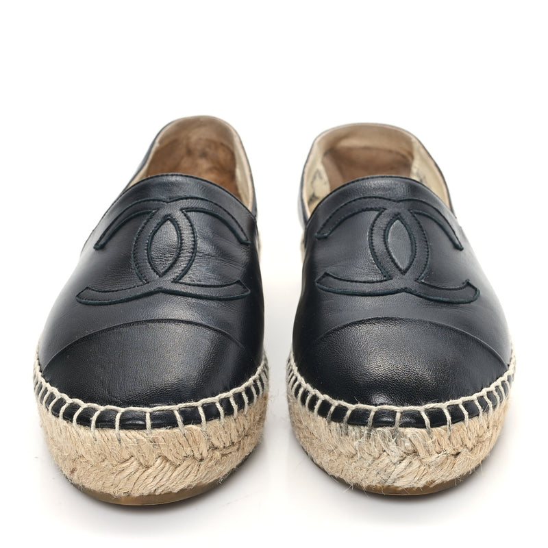  Chanel Lambskin CC Espadrilles 35 Black