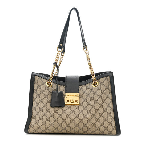 Gucci GG Supreme Monogram Medium Padlock Tote Black Image 1