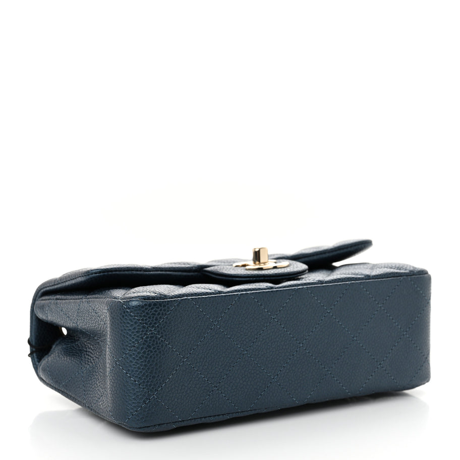 Chanel Iridescent Caviar Quilted Mini Rectangular Flap Dark Blue Image 4