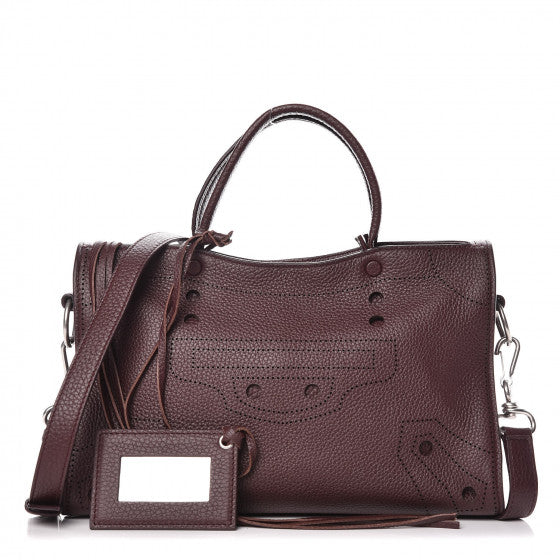 Balenciaga Veau Grana Perforated Blackout Hardware S City Rouge Acajou Image 1