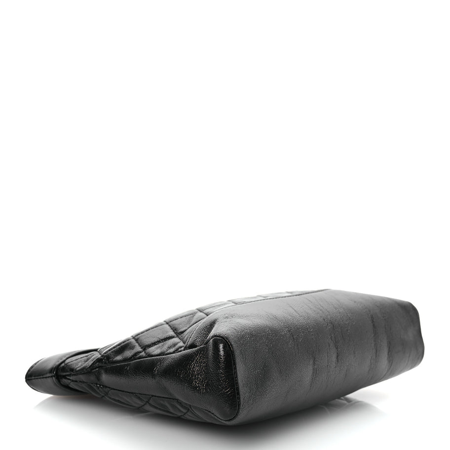 Chanel Shiny Crumpled Calfskin Quilted Mini 31 Shopping Bag Black Image 4