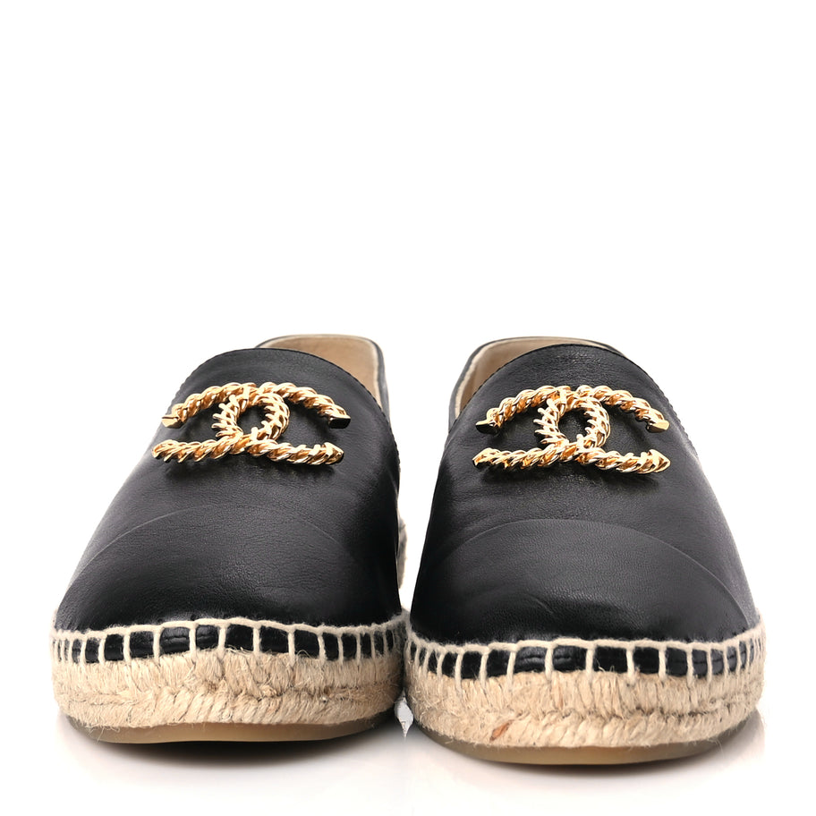 Chanel Calfskin Chain CC Espadrilles 40 Black Image 2