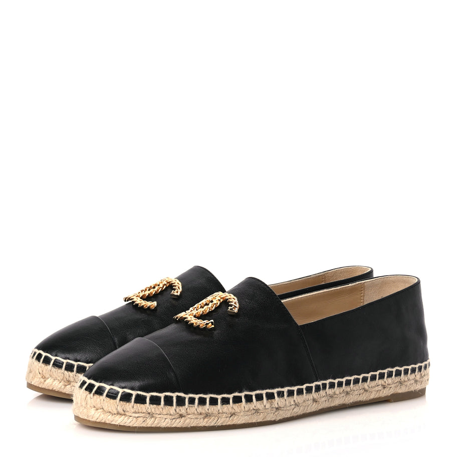 Chanel Calfskin Chain CC Espadrilles 40 Black Image 3