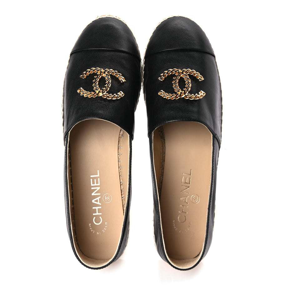 Chanel Calfskin Chain CC Espadrilles 40 Black Image 5
