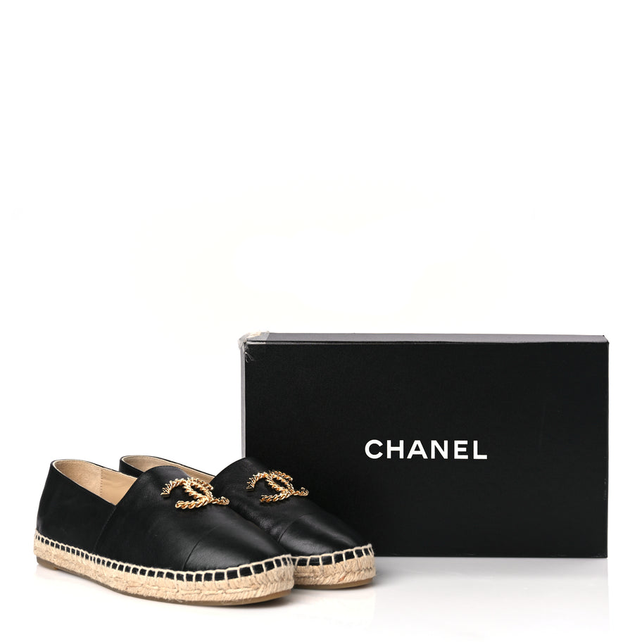 Chanel Calfskin Chain CC Espadrilles 40 Black Image 9