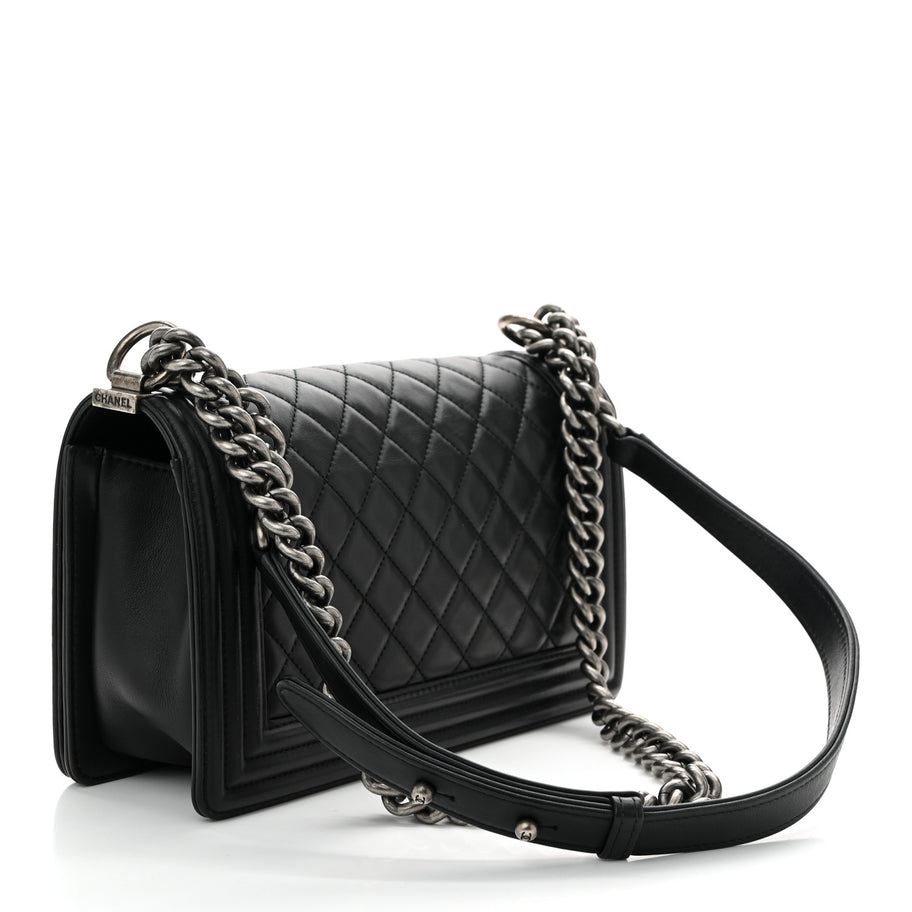 Chanel Lambskin Quilted Medium Boy Flap Black Image 3