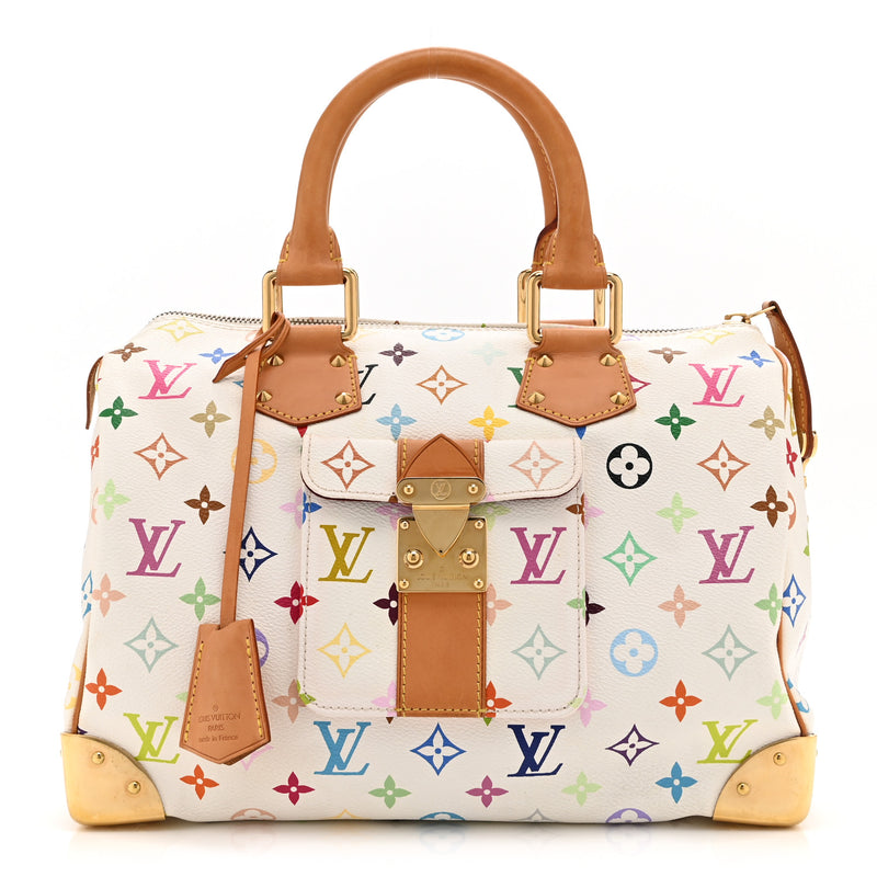  Louis Vuitton Monogram Multicolor Speedy 30 White