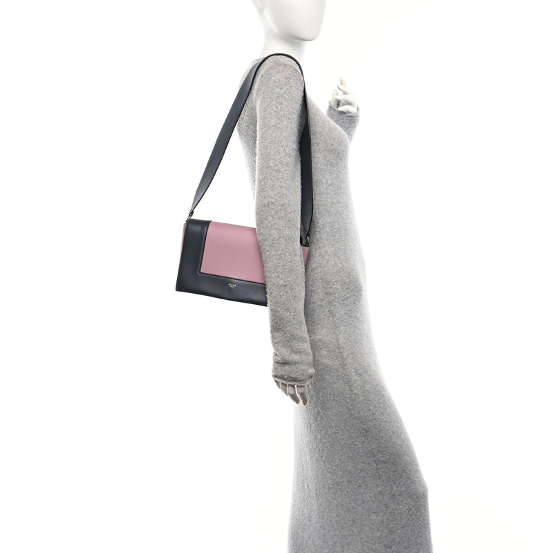  Celine Shiny Smooth Calfskin Medium Frame Shoulder Bag Liquorice Antique Rose