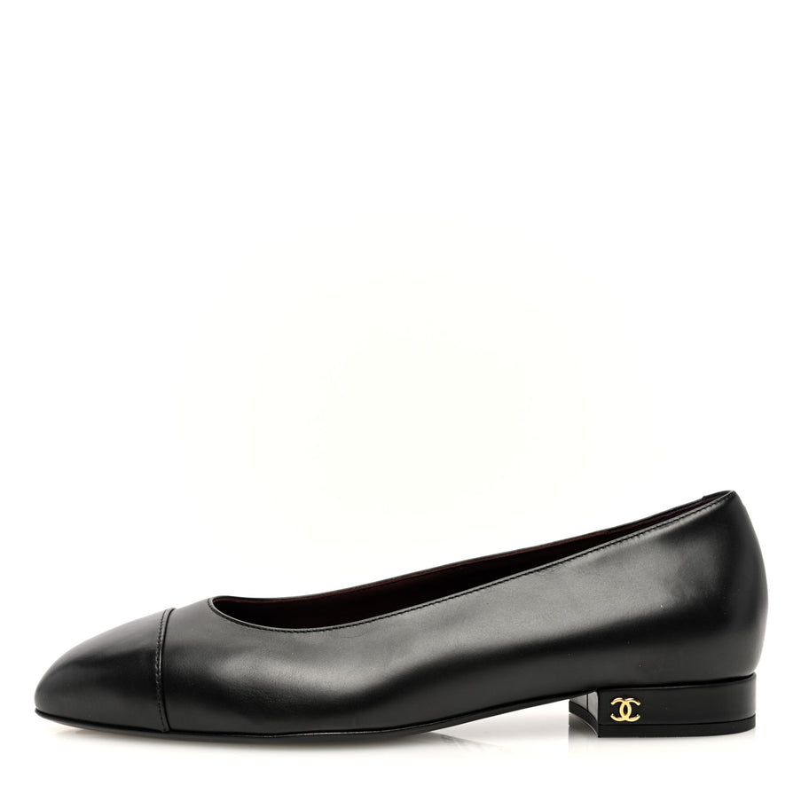 Chanel Lambskin Cap Toe CC Uniform Ballerina Flats 38.5 Black Image 1