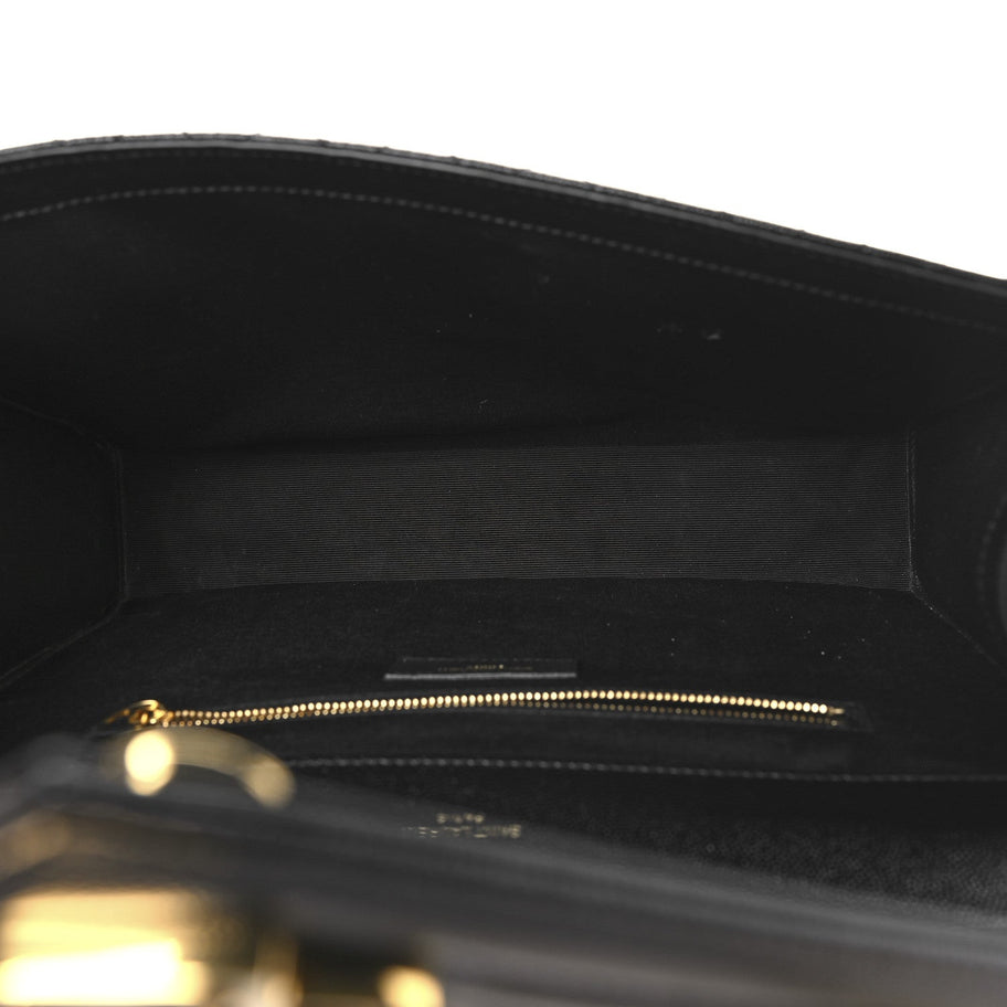 Saint Laurent Grain De Poudre Textured Mixed Matelasse Large Triquilt Monogram Satchel Black Image 5