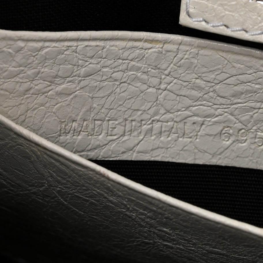 Balenciaga Extra Supple Calfskin Crocodile Embossed Le Cagole Mini Purse With Chain White Image 7