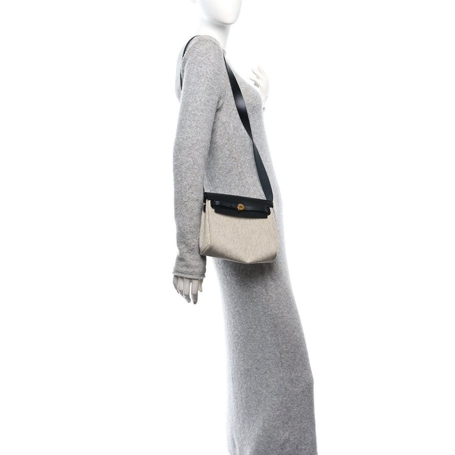 Hermes Military Toile Vache Hunter Herbag Zip Retourne 20 Ecru Black Image 2