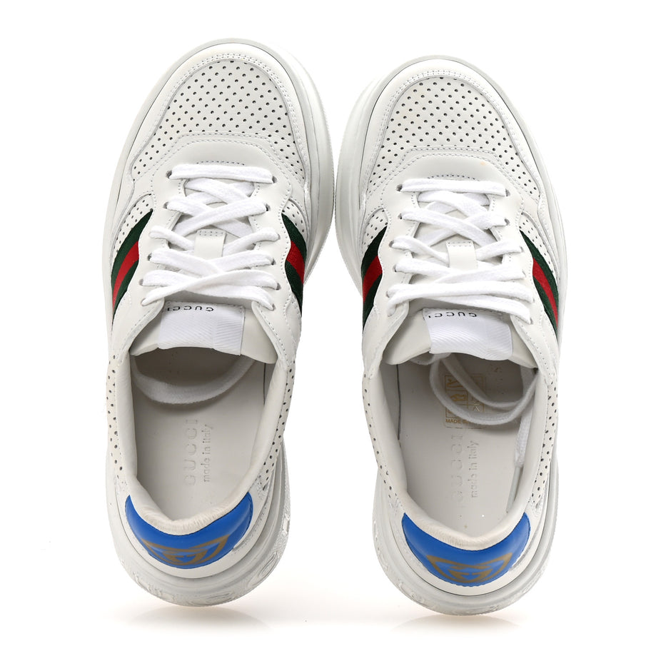 Gucci Calfskin Web Perforated Womens Platform 55mm Sneakers 36 White Bright Splash Image 2