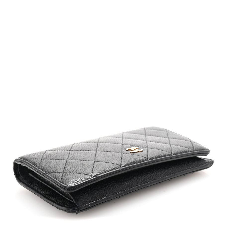 Chanel Caviar Quilted Yen Wallet Black Image 4