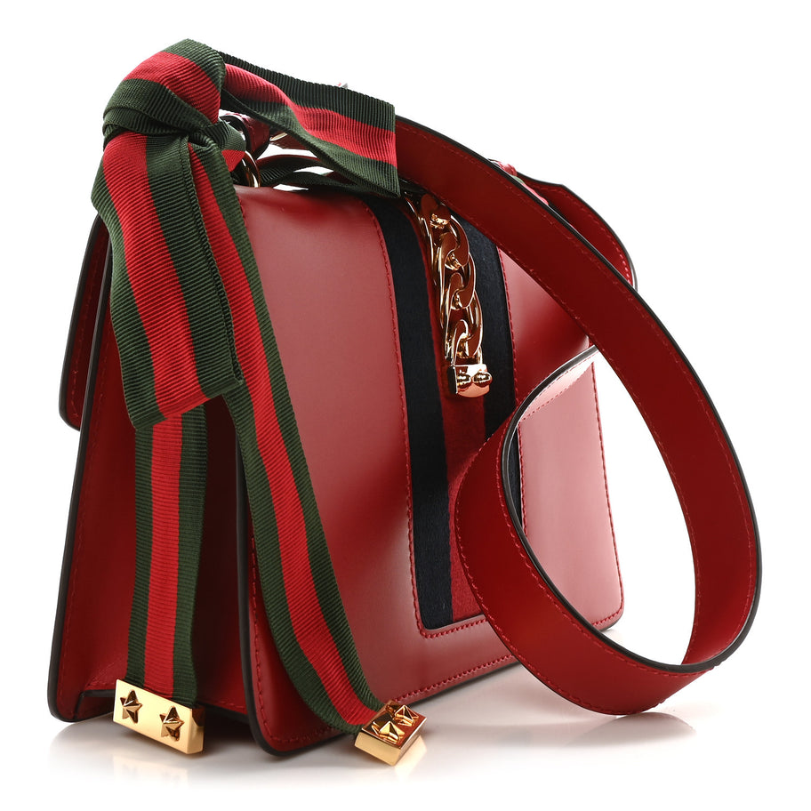 Gucci Calfskin Small Sylvie Shoulder Bag Hibiscus Red Image 3