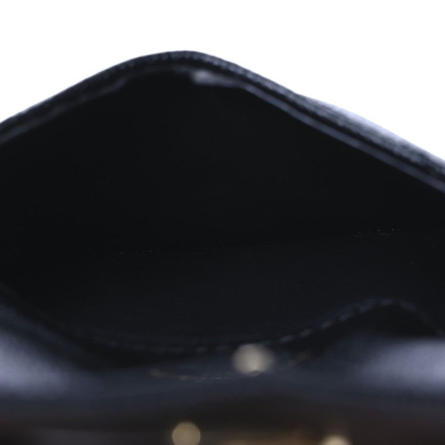 Saint Laurent Grain De Poudre Matelasse Chevron Monogram Compact Wallet Black Image 5