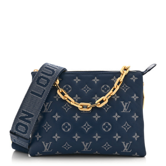 Louis Vuitton Lambskin Embossed Monogram Coussin PM Denim Blue Image 1