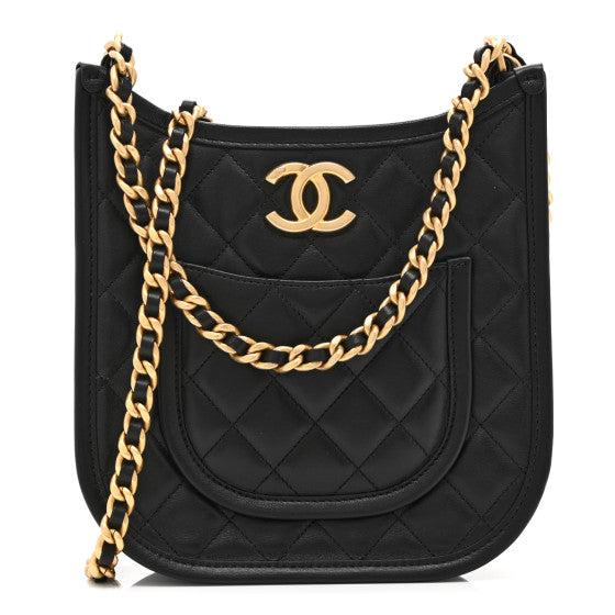 Chanel Calfskin Quilted Small Hobo Black Image 1