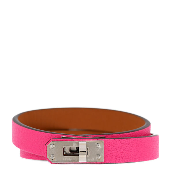 Hermes Chevre Chamkila Kelly Double Tour Bracelet T2 Rose Pop