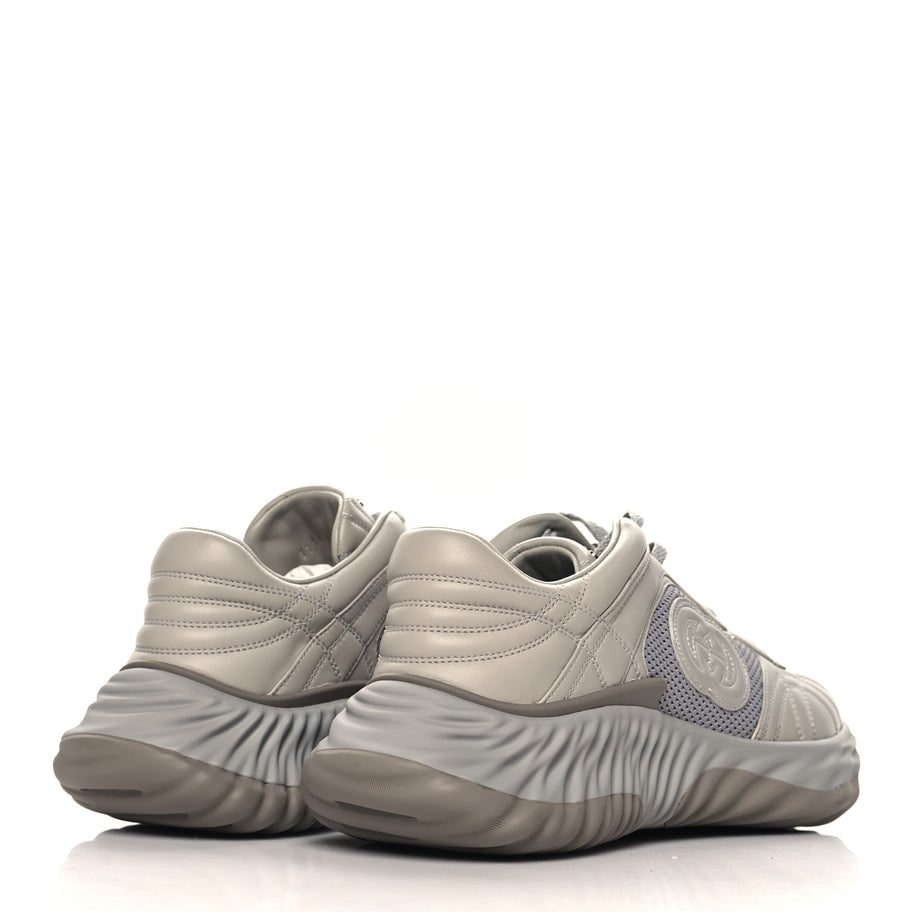 Gucci New Nappa Sombre Interlocking G Ripple Mens Platform Sneakers 8.5 Grey Sky Image 5